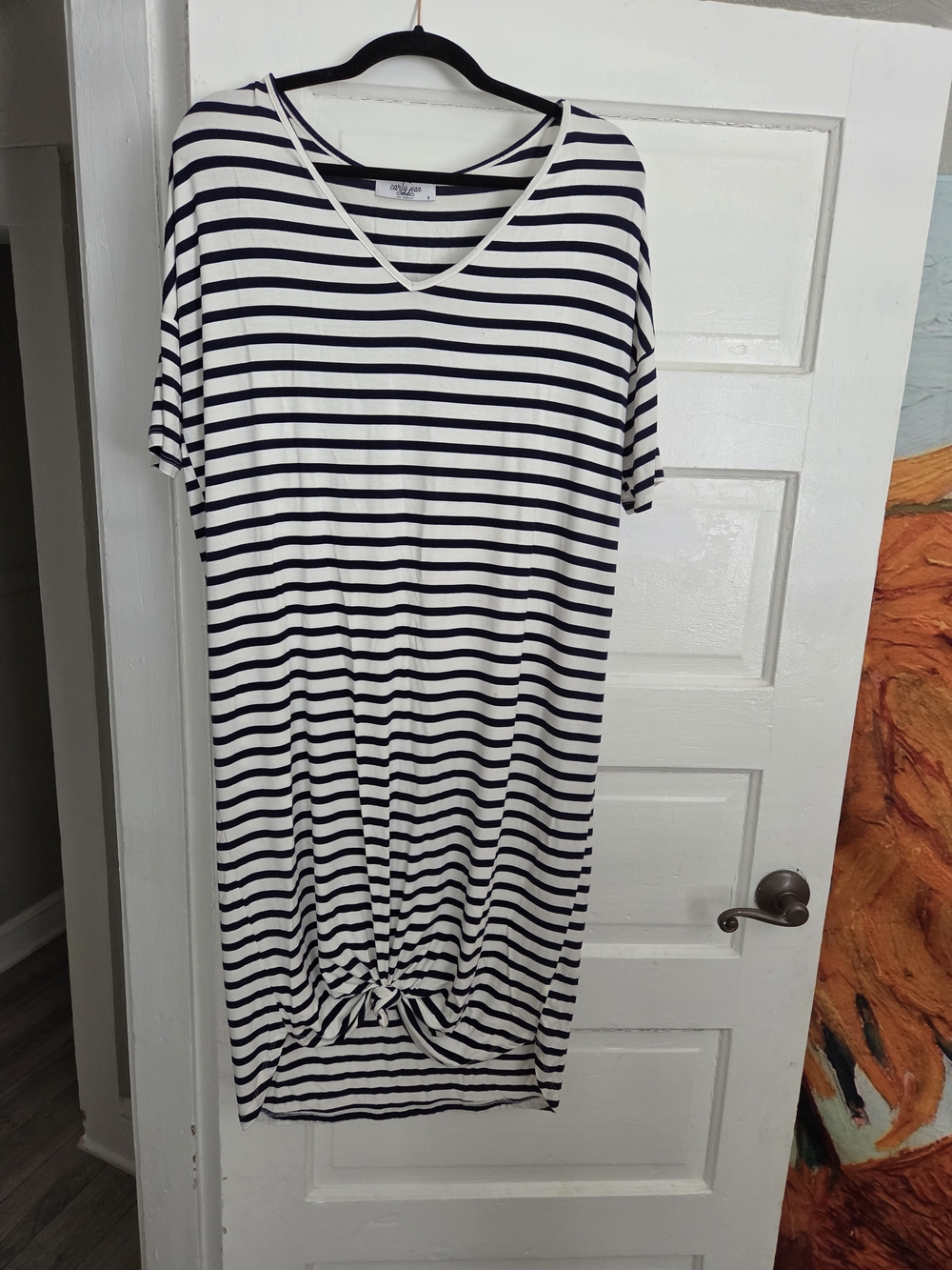Carly Jean Los Angeles Navy and White Striped Midi Dress